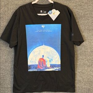 Lucky Brand Black Short-Sleeve Tee with Superman Blue & Red Moon Graphic XL NWT